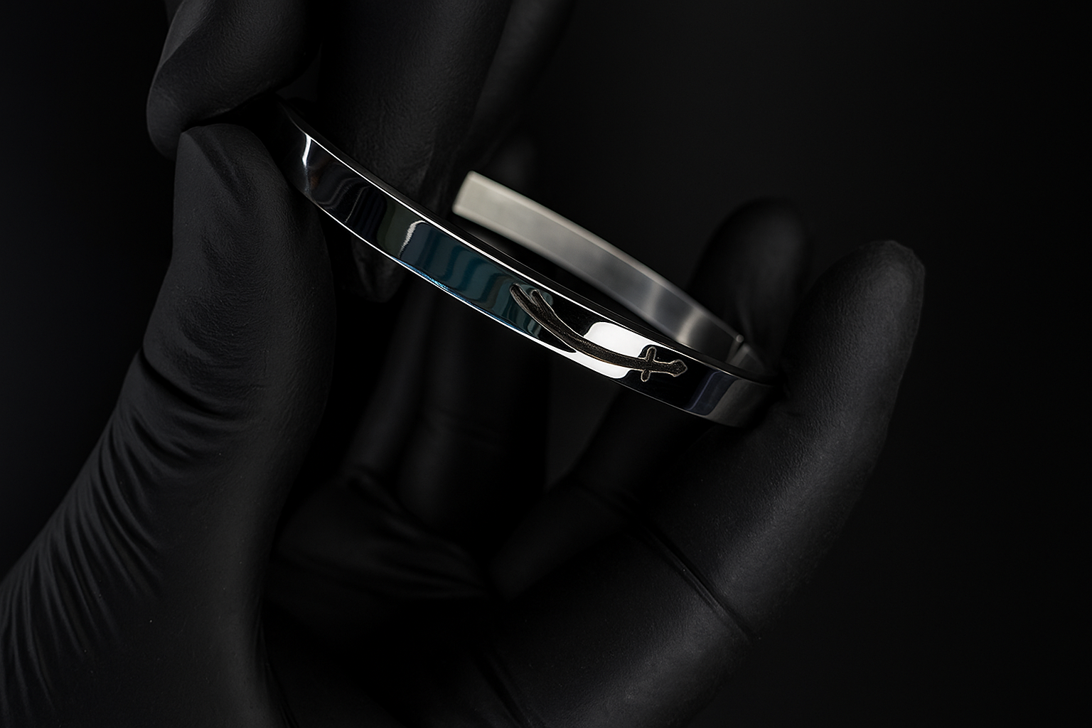 Customized Black Stainless Steel Zulfiqar Kara – Islamic Bold Style