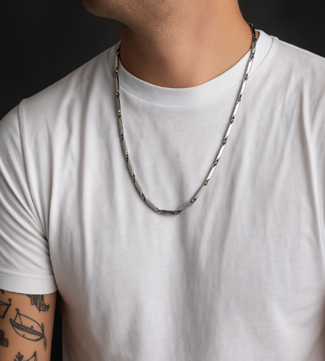 Men's Sleek Stainless Steel Mariner Link Chain Necklace – Modern Minimalist Jewelry