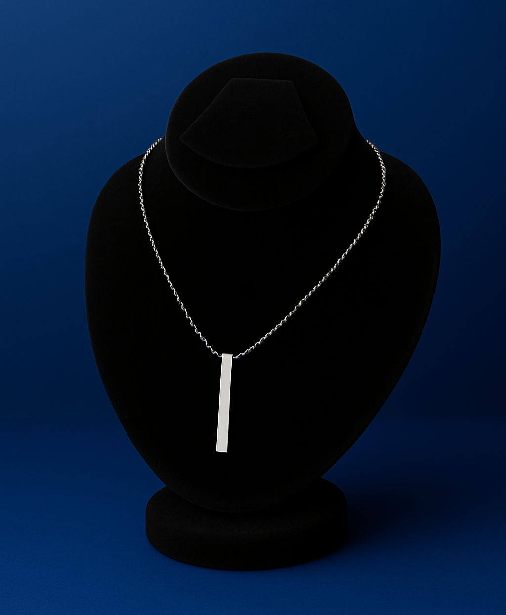 Men’s Stainless Steel Vertical Bar Pendant Necklace – Minimalist Chain Jewelry