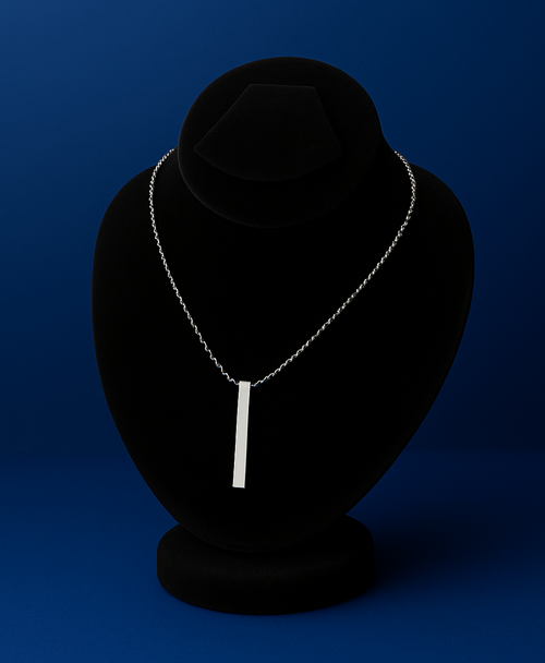 Men’s Stainless Steel Vertical Bar Pendant Necklace – Minimalist Chain Jewelry