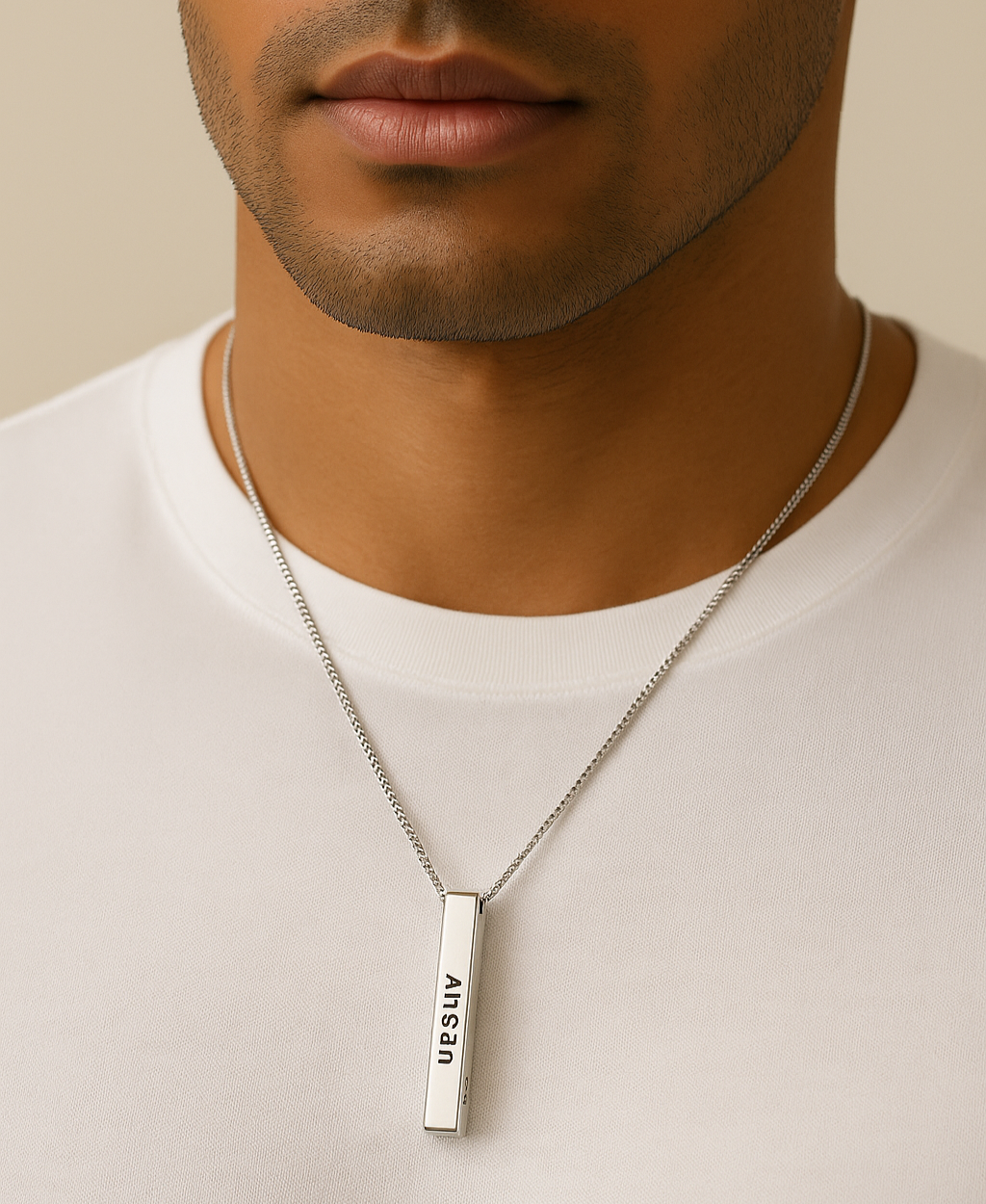 Personalized "Ahsan" Bar Necklace – Premium Stainless Steel Chain for Men