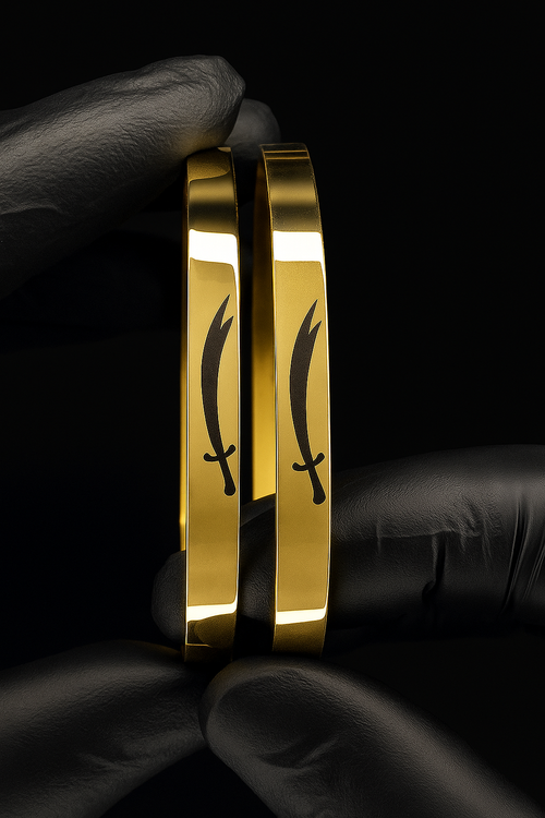 Customized Black Stainless Steel Zulfiqar Kara – Islamic Bold Style